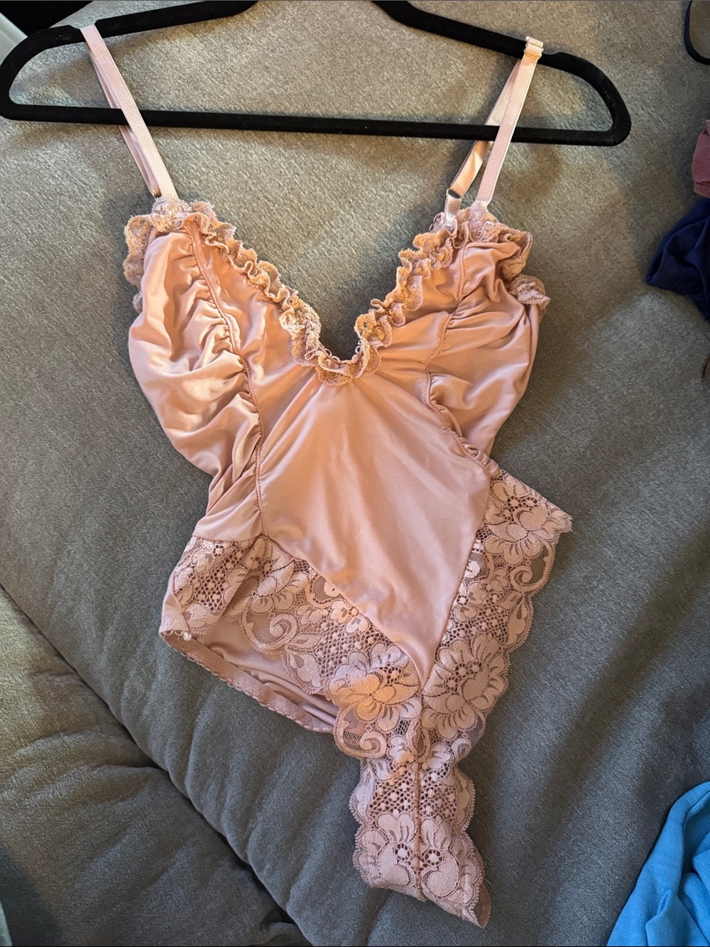 New without tags Revolve Delicate Pink Lace Trim Bodysuit